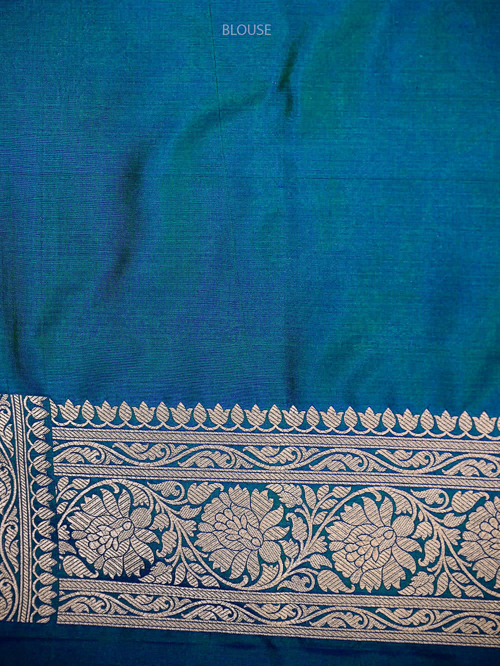 Peacock Blue Uppada Zari Jaal Katan Silk Handloom Banarasi Saree - Sacred Weaves