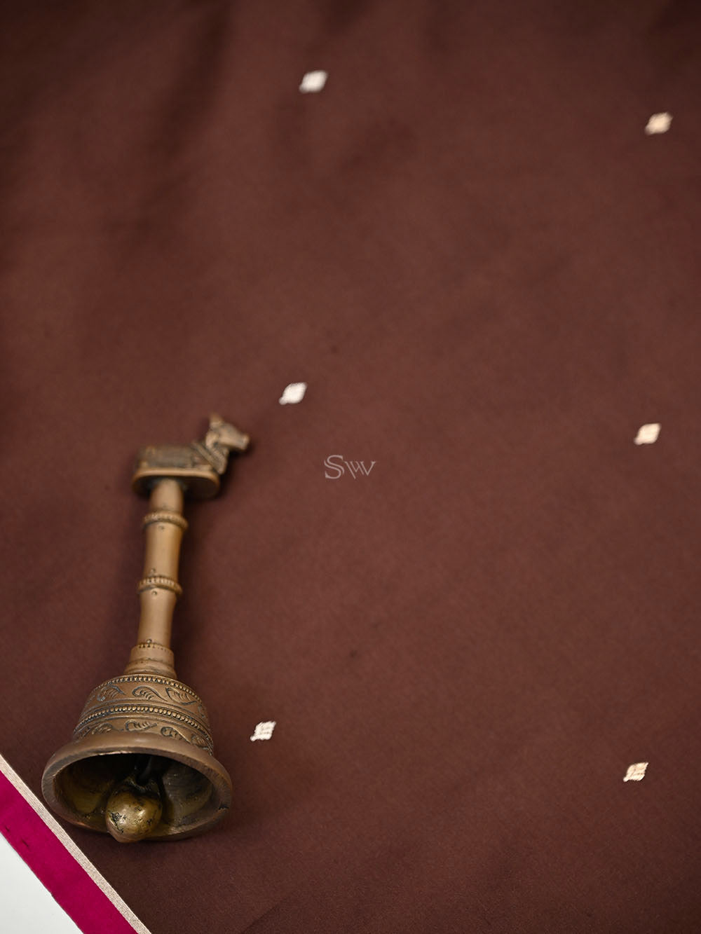 Brown Sona Roopa Booti Satin Silk Handloom Banarasi Saree - Sacred Weaves