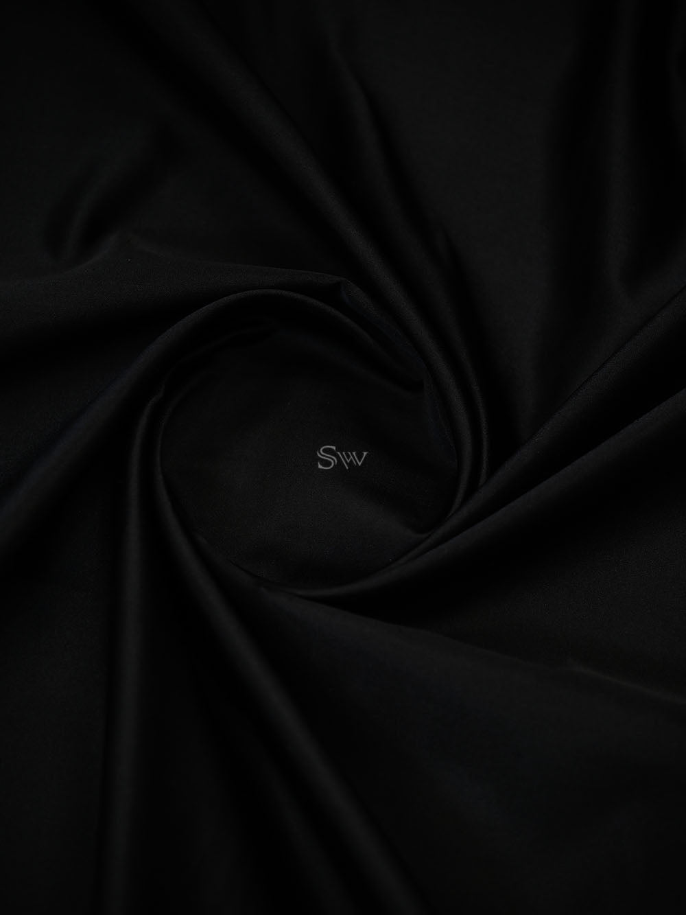 Black Plain Satin Silk Handloom Banarasi Saree - Sacred Weaves