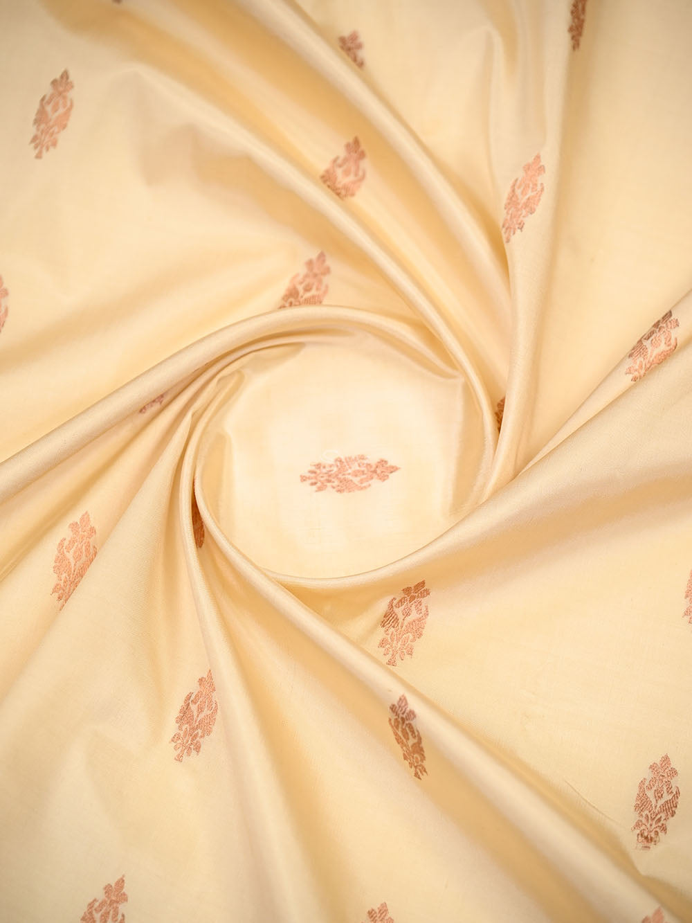 Beige Maroon Floral Boota Katan Silk Handloom Banarasi Saree - Sacred Weaves