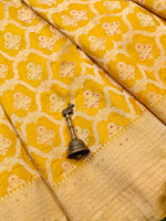 Mustard Meenakari Silk Handloom Banarasi Lehenga