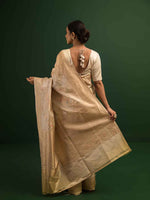 Beige Meenakari Katan Silk Tissue Handloom Banarasi Saree - Sacred Weaves