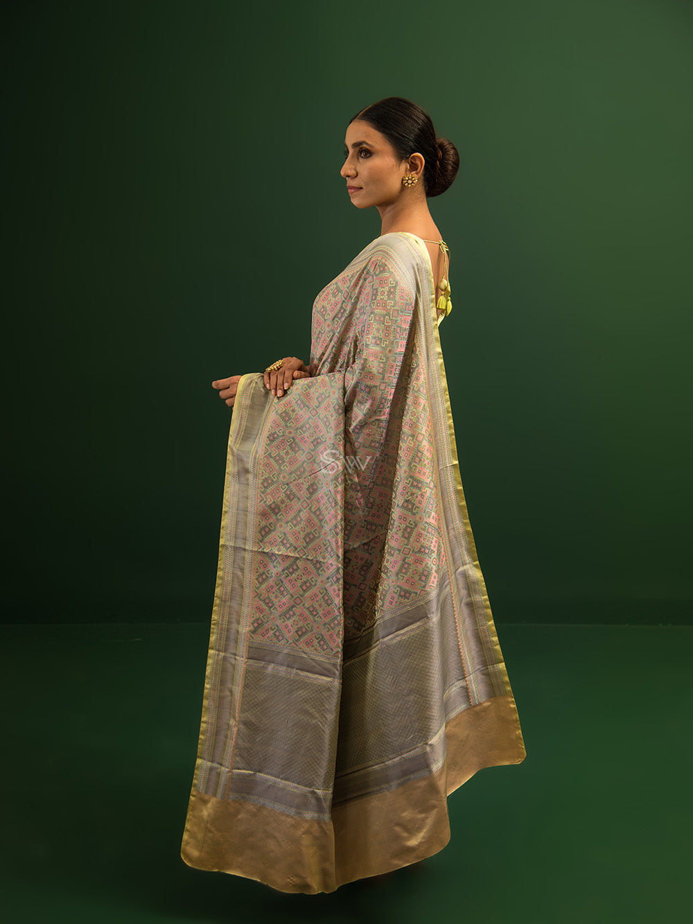 Lime Green Tanchoi Silk Handloom Banarasi Saree - Sacred Weaves