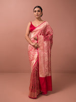Red Shikargah Katan Silk Handloom Banarasi Saree - Sacred Weaves