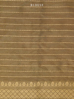 Dark Beige Booti Tissue Katan Handloom Banarasi Saree - Sacred Weaves
