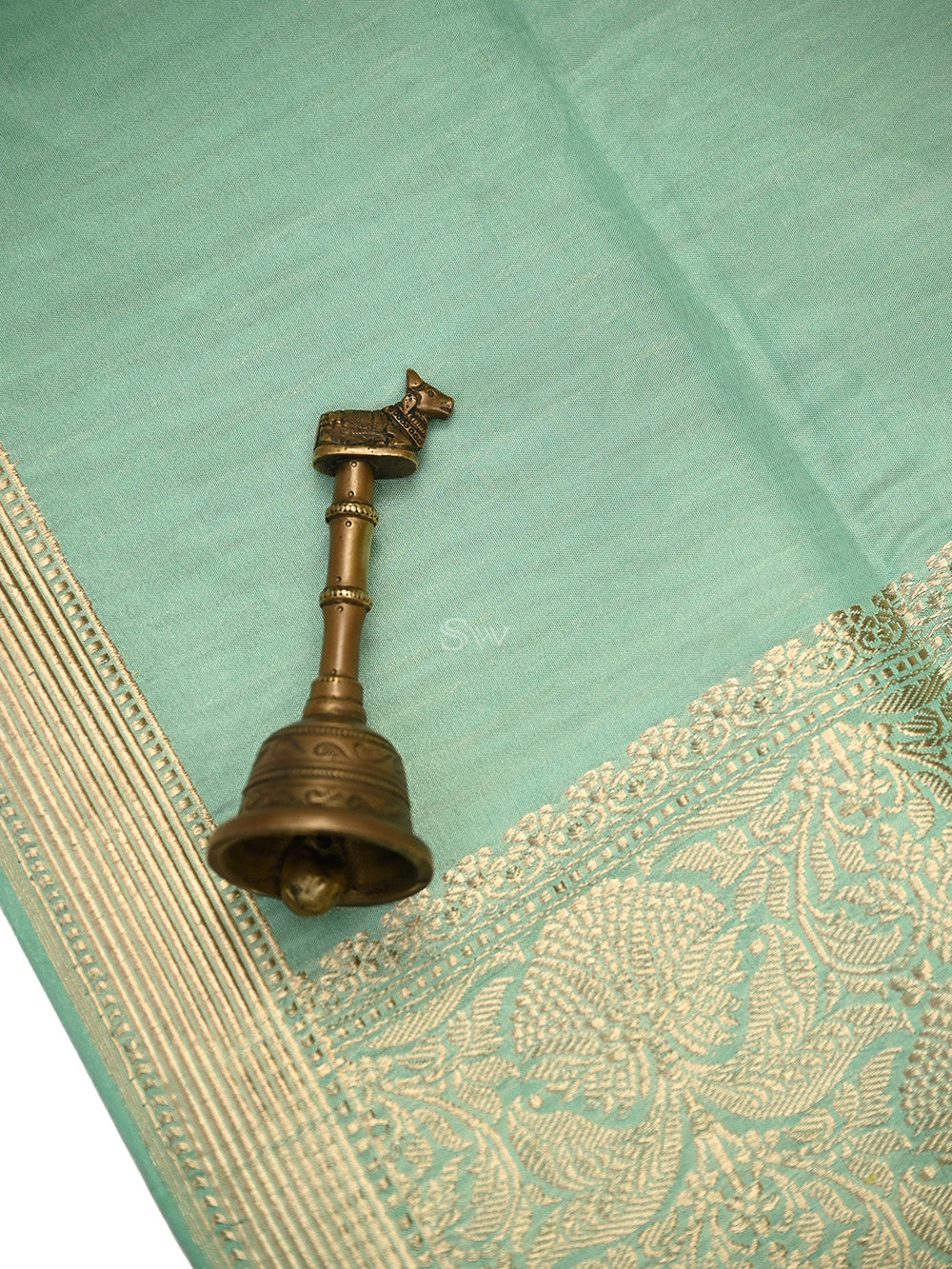 Mint Green Tissue Katan Silk Handloom Banarasi Saree - Sacred Weaves
