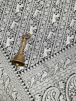 Black Shikargah Brocade Katan Silk Handloom Banarasi Saree - Sacred Weaves