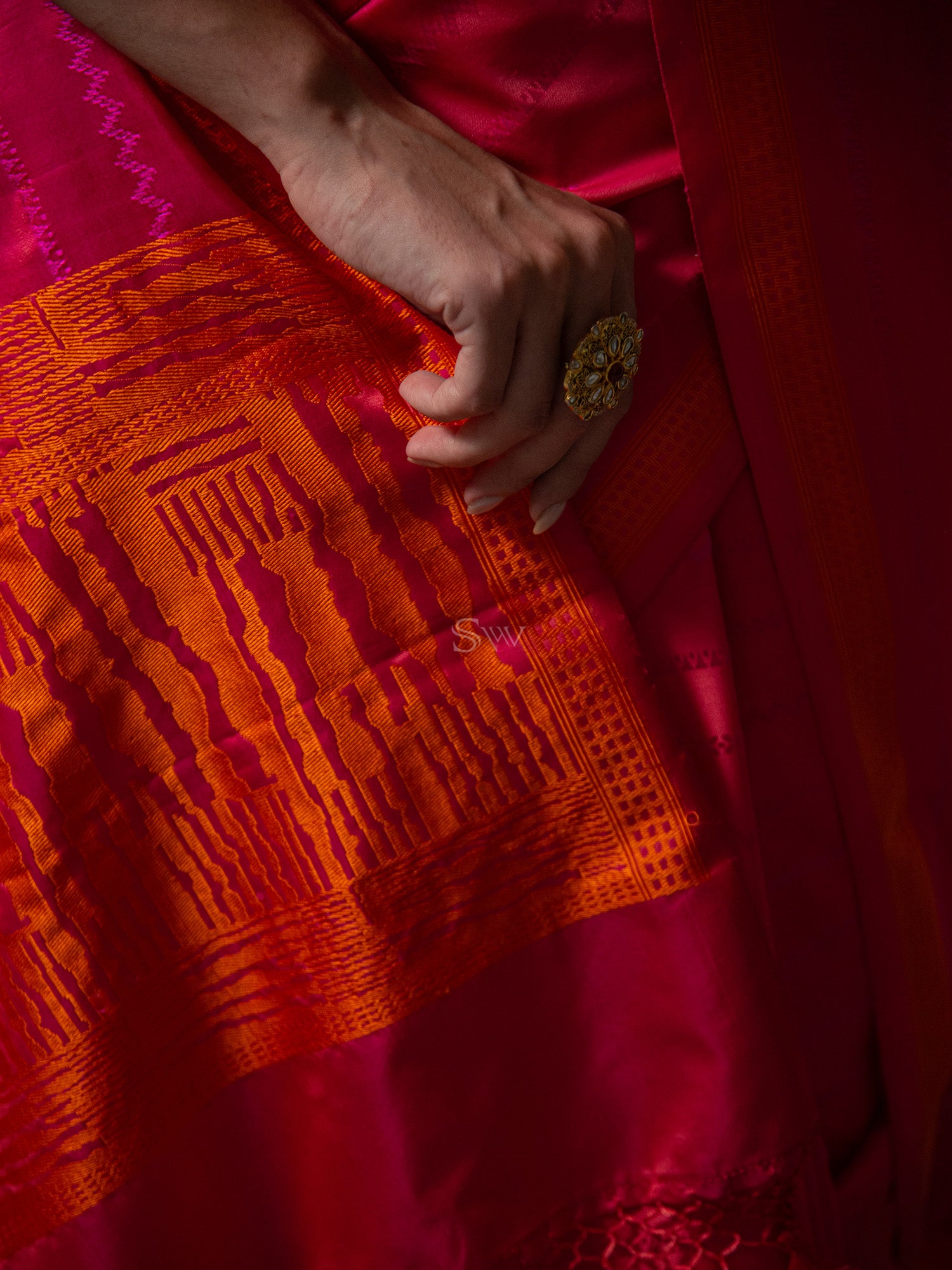 Pink Peach Satin Tanchoi Handloom Banarasi Saree - Sacred Weaves