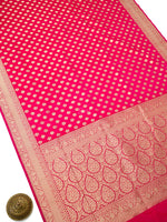 Dark Pink Uppada Katan Silk Handloom Banarasi Saree - Sacred Weaves