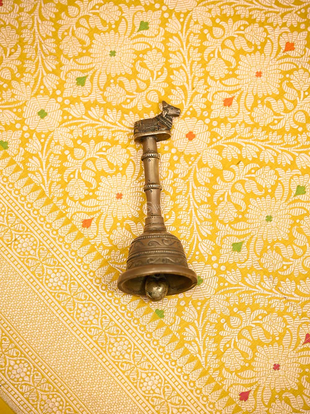 Mustard Meenakari Brocade Handloom Banarasi Saree - Sacred Weaves
