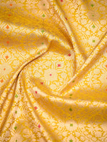 Mustard Meenakari Brocade Handloom Banarasi Saree - Sacred Weaves