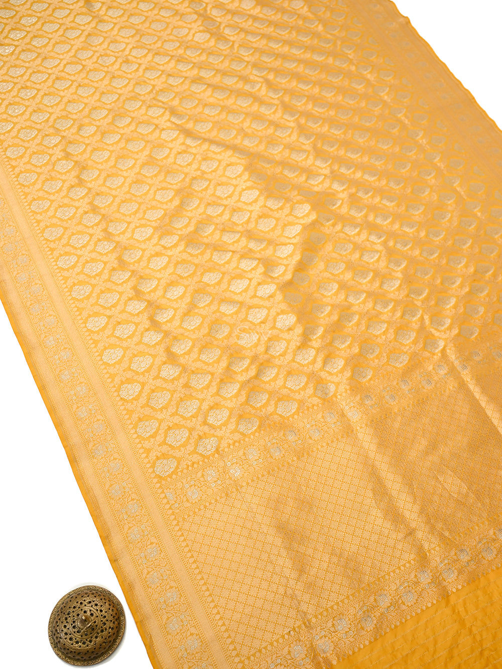Yellow Uppada Katan Silk Handloom Banarasi Saree - Sacred Weaves