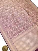 Wine Meenakari Brocade Handloom Banarasi Saree - Sacred Weaves