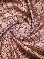 Wine Meenakari Brocade Handloom Banarasi Saree - Sacred Weaves