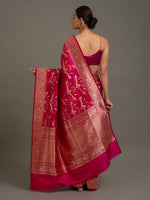 Pink Orange Meenakari Katan Silk Handloom Banarasi Saree - Sacred Weaves