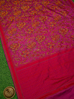 Dark Magenta Tanchoi Satin Silk Handloom Banarasi Saree - Sacred Weaves