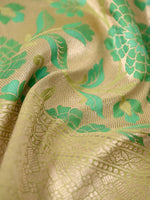 Olive Green Meenakari Brocade Katan Silk Handloom Banarasi Fabric