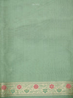 Pista Green Jaal Organza Handloom Banarasi Saree - Sacred Weaves