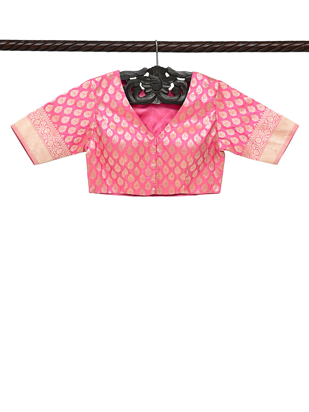 Pink Uppada Katan Silk Banarasi Ready-Made Blouse