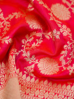 Pink Orange Uppada Katan Silk Handloom Banarasi Fabric - Gift Box - Sacred Weaves
