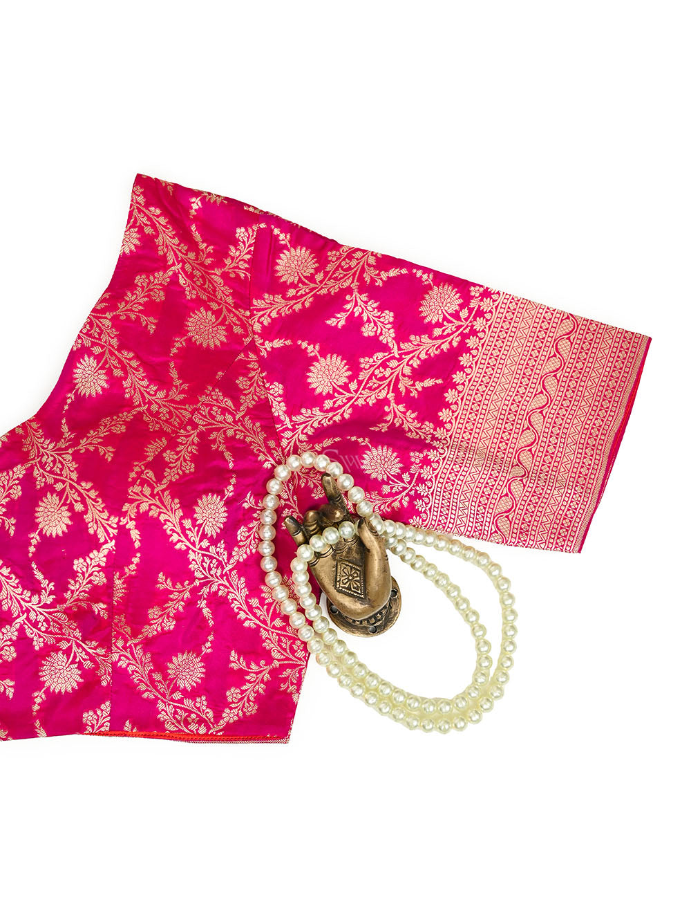 Dark Pink Uppada Katan Silk Banarasi Ready-Made Blouse