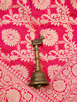 Pink Orange Uppada Katan Silk Handloom Banarasi Saree