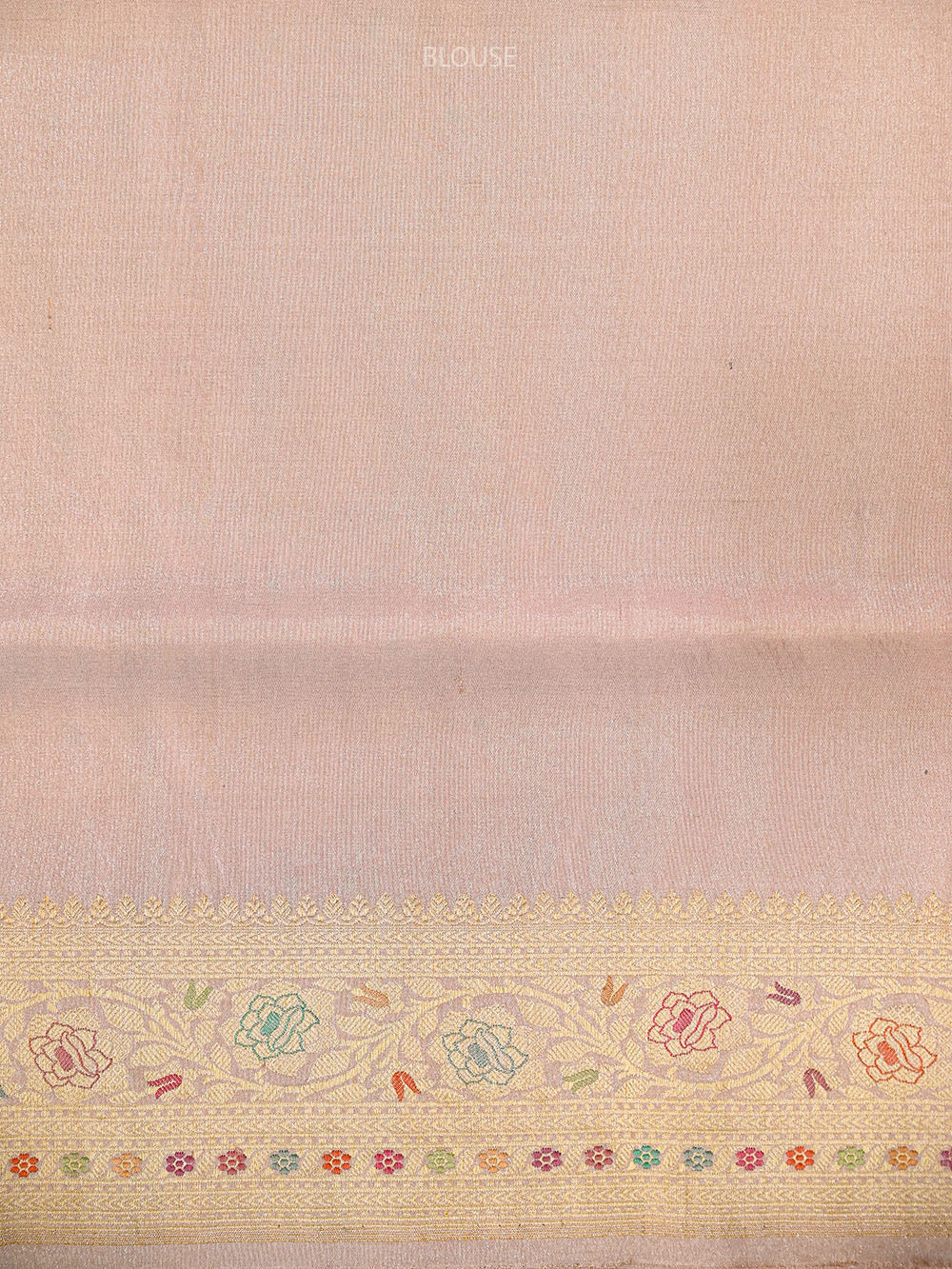 Pastel Pink Sona Roopa Meenakari Silk Tissue Real Zari Handloom Banarasi Saree - Sacred Weaves