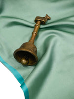 Muted Green Plain Satin Silk Handloom Banarasi Saree - Sacred Weaves