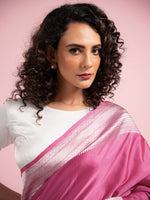Pink Satin Silk Handloom Banarasi Saree - Sacred Weaves