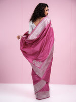 Pink Satin Silk Handloom Banarasi Saree - Sacred Weaves