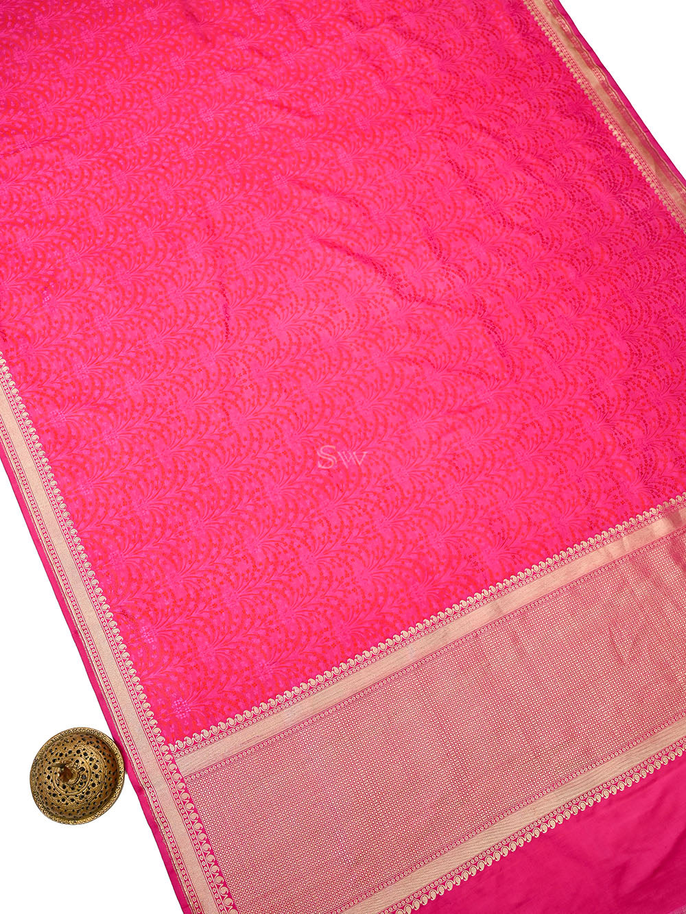 Pink Orange Floral Jaal Tanchoi Silk Handloom Banarasi Saree - Sacred Weaves