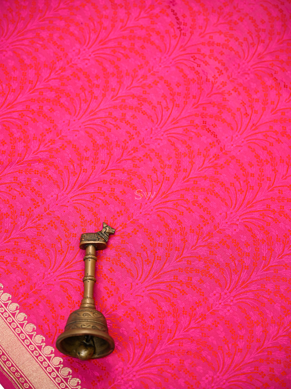 Pink Orange Floral Jaal Tanchoi Silk Handloom Banarasi Saree - Sacred Weaves