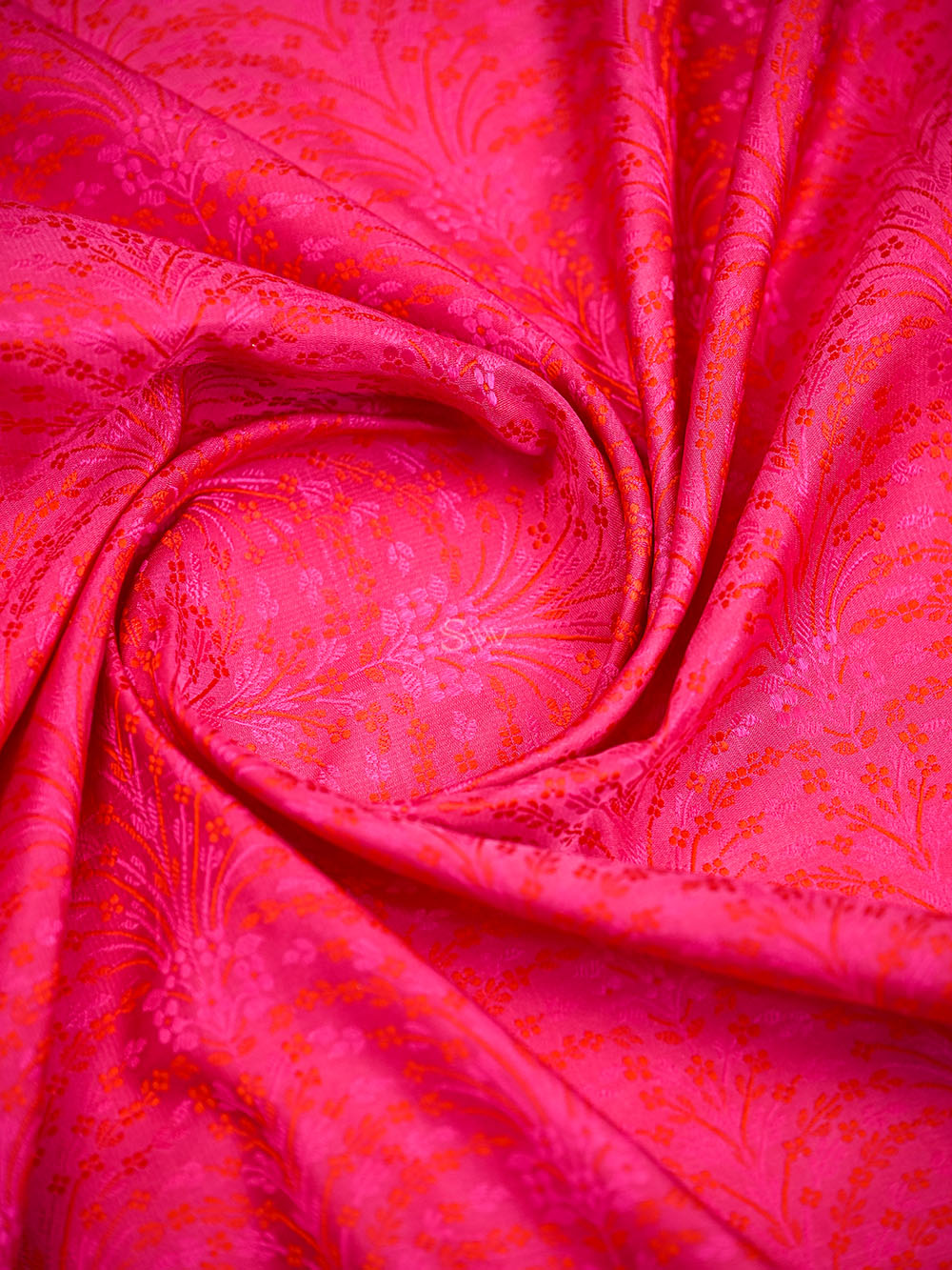 Pink Orange Floral Jaal Tanchoi Silk Handloom Banarasi Saree - Sacred Weaves