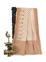 Cream Meenakari Leheriya Booti Cotton Silk Handloom Banarasi Saree - Sacred Weaves