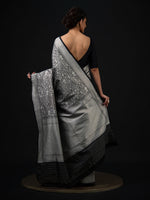 Black Shikargah Katan Silk Brocade Handloom Banarasi Saree - Sacred Weaves