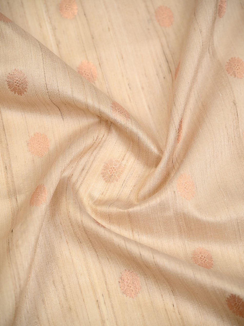 Beige Purple Booti Tussar Silk Handloom Banarasi Saree - Sacred Weaves