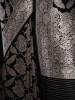 Black Shikargah Katan Silk Handloom Banarasi Saree - Sacred Weaves