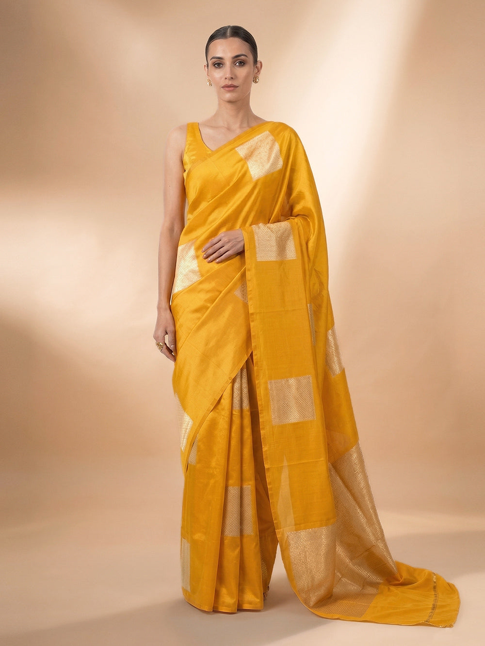 Yellow Boota Pure Silk Handloom Banarasi Saree - Sacred Weaves