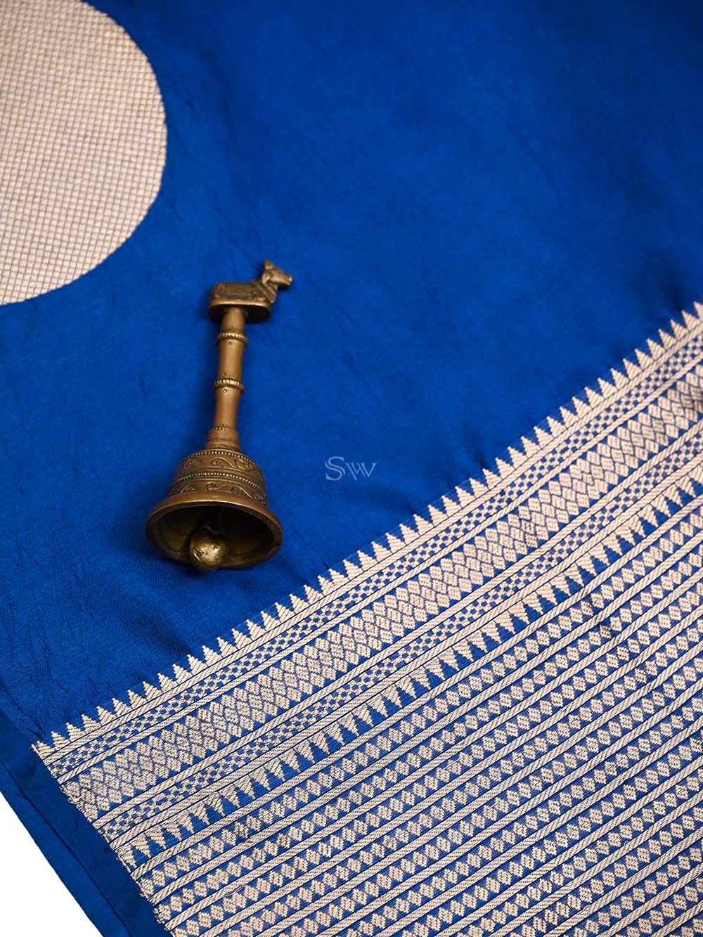 Blue Boota Katan Silk Handloom Banarasi Saree - Sacred Weaves