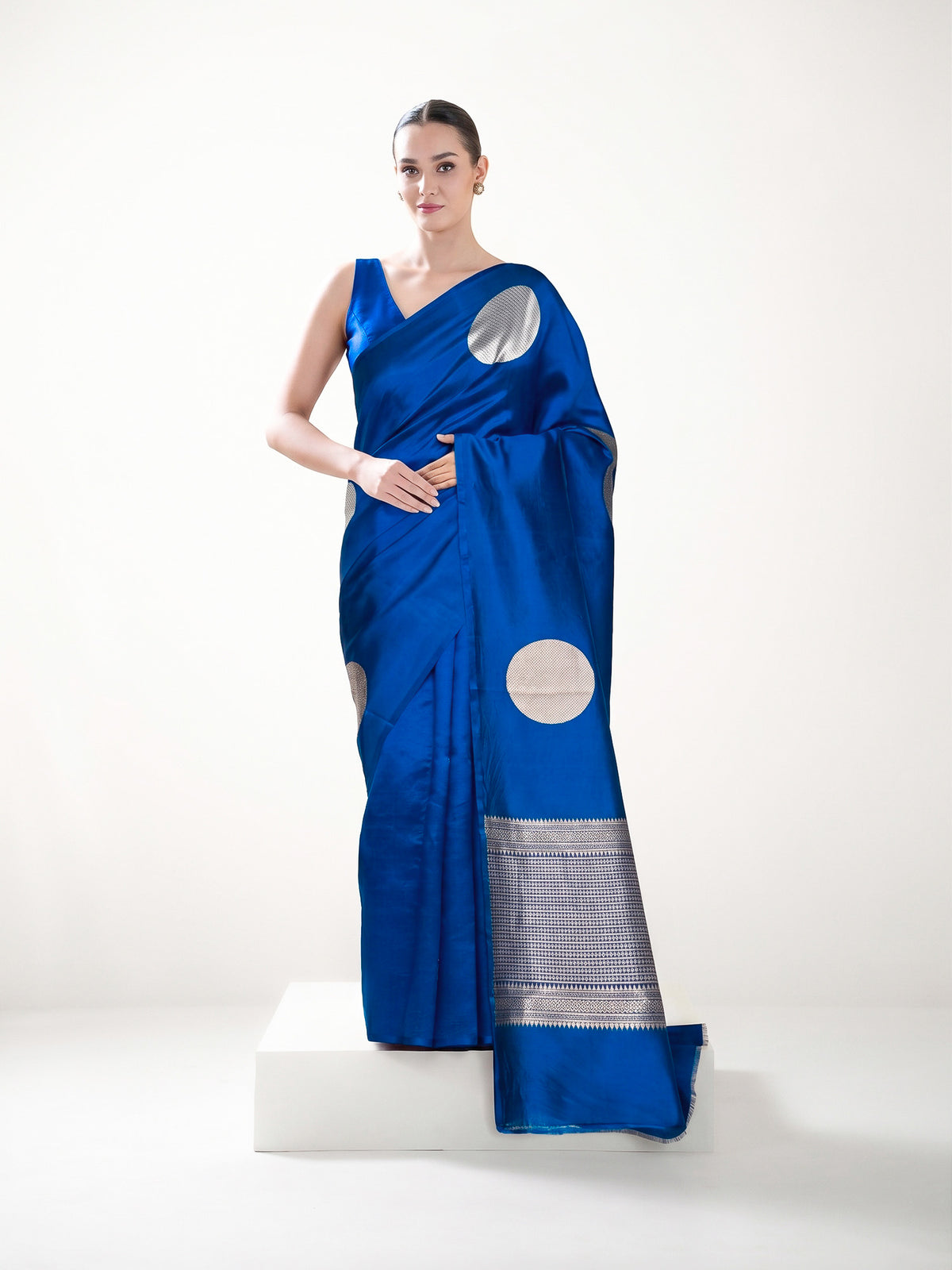 Blue Boota Katan Silk Handloom Banarasi Saree