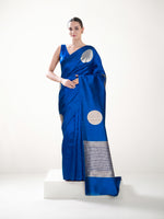 Blue Boota Katan Silk Handloom Banarasi Saree