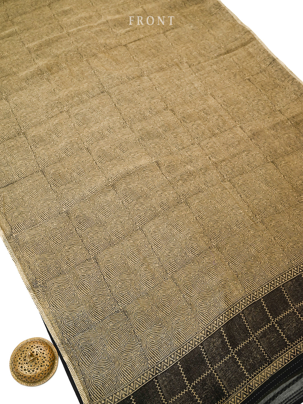 Black Printed Cotton Silk Handloom Banarasi Suit - Sacred Weaves
