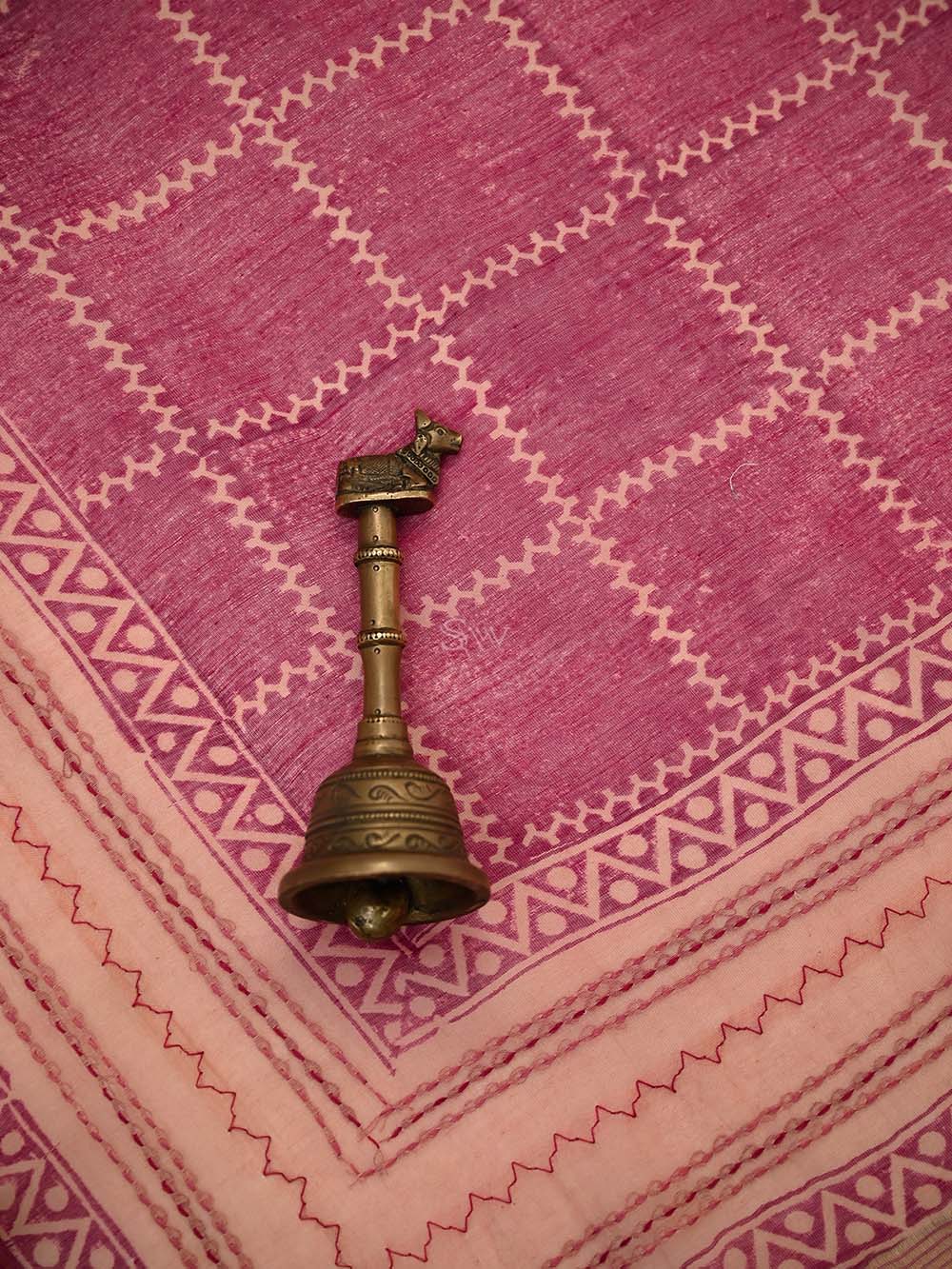 Magenta Printed Cotton Silk Handloom Banarasi Suit - Sacred Weaves