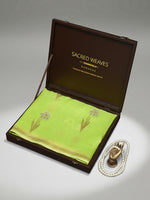 Parrot Green Boota Organza Handloom Banarasi Saree