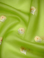 Parrot Green Boota Organza Handloom Banarasi Saree