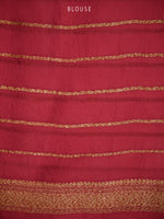 Cream Boota Organza Silk Handloom Banarasi Saree - Sacred Weaves