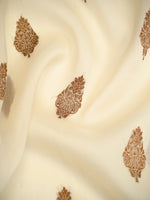 Cream Boota Organza Silk Handloom Banarasi Saree - Sacred Weaves