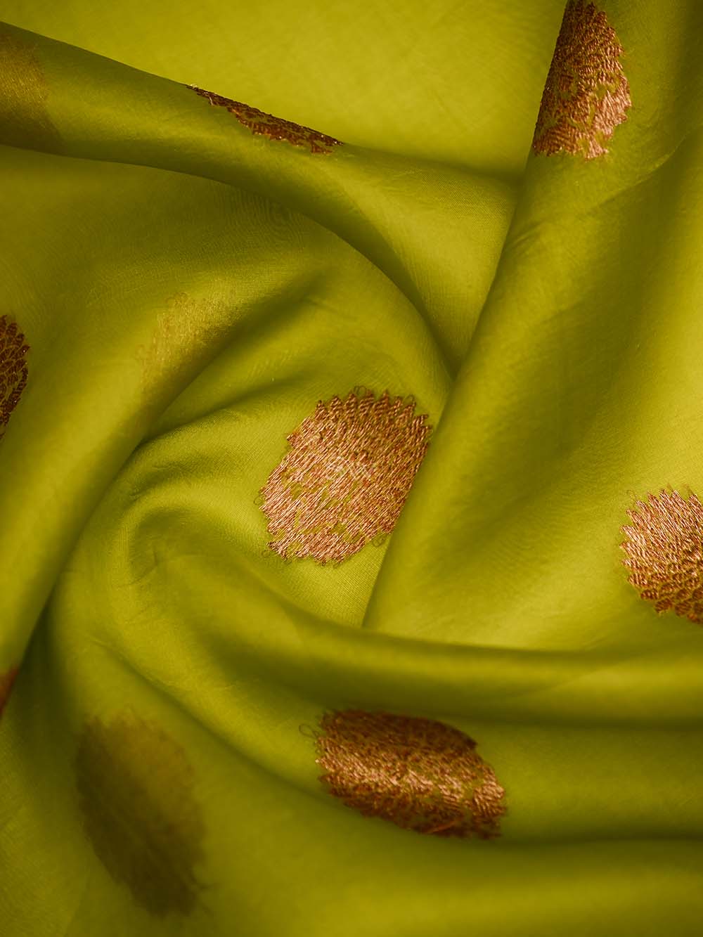Parrot Green Organza Silk Handloom Banarasi Saree - Sacred Weaves