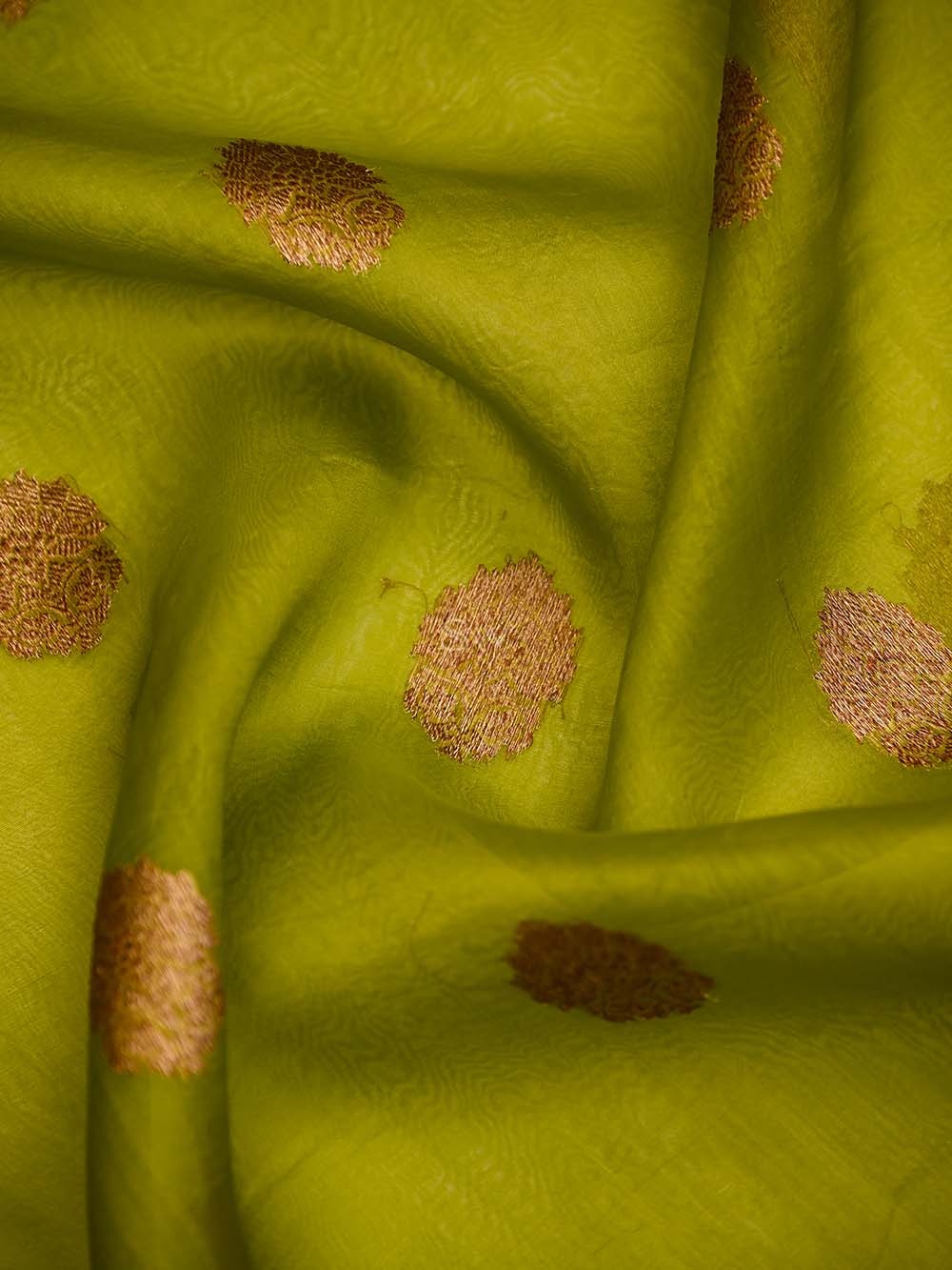 Parrot Green Organza Silk Handloom Banarasi Saree - Sacred Weaves