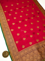 Maroon Organza Silk Handloom Banarasi Saree - Sacred Weaves